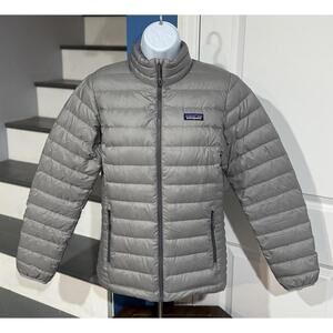 Women's Medium Patagonia Goose Down Sweater Puffer Full Zip Gray Grey Jacket!